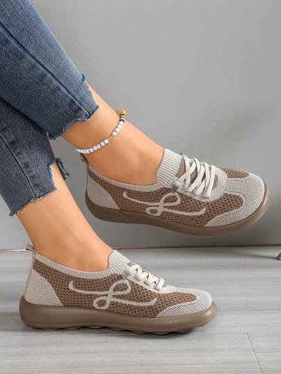 2025透气系带休闲运动鞋，易穿脱，户外运动跑步鞋，轻便舒适柔软平底鞋