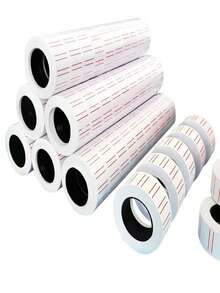 10/20 Rolls High-Adhesive Multi-Purpose Marking Paper, White Red Line Design, Self-Stick Labels For Price Tagging - Supermarket, Home, Store Use | Bulk Organization, Cost-Effective Solution