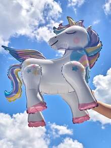 1 件独角兽铝箔气球，用于生日派对装饰，彩虹独角兽派对用品，小马驹气球，用于生日装饰 - 彩色 - 查看 9