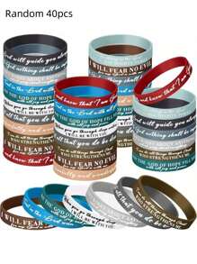 10pcs/20pcs/40pcs, Bible Verses Bracelets Bulk Scripture Silicone Bracelets Inspirational Motivational Quote Rubber Wristbands Christian Bracelets For Women Men Easter Carnival Party Favors Christmas Gifts