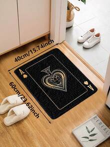 1件装豪华黑桃A扑克图案门垫，仿羊毛吸水加厚简约设计浴室垫，淋浴房创意地毯，可水洗涤纶室内地毯，防滑绒面装饰垫，适用于客厅、卧室、厨房、洗衣房、办公室、入口或地板，适合春秋季装饰，秋季、冬季厨房地毯 - 彩色 - 查看 12