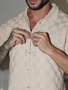 Men's Chic Lightweight Textured High Quality Autumn And Winter Knit Shirt - 米色 - 查看 2