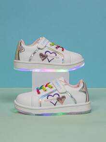 1双可爱卡通LED发光透气运动鞋，男女童均适用 - 休闲、减震、四季皆宜防滑户外跑步和步行鞋 - 白色 - 查看 2