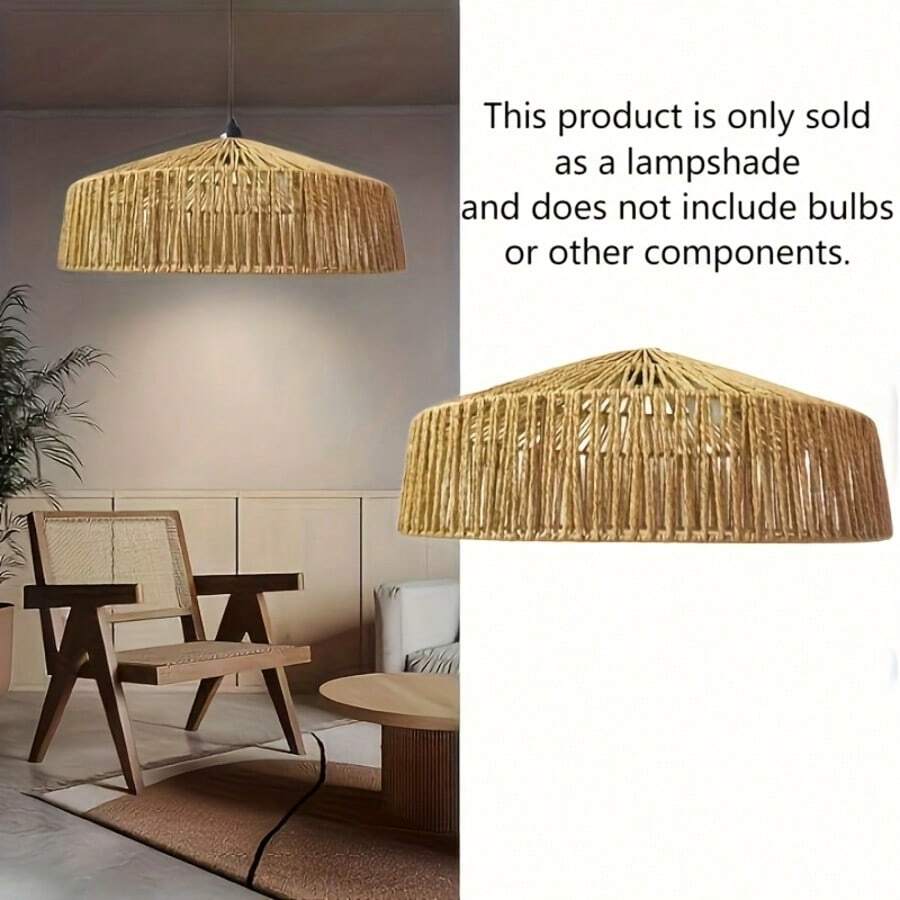 波西米亚编织灯罩 | 北欧风灯罩 | 极简风灯罩 | 家居餐厅装饰灯饰 (仅灯罩) - 棕色 - 查看 1