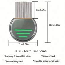 4pcs Adult Fine Tooth Plastic Comb Set, Scalp Massage Comb For Dandruff, Lice, Nits Removal - 1pc Lice/Flea Comb, 1pc Cleaning Comb, 1pc Dandruff Cleaning Comb, Stainless Steel Threaded Pin Comb