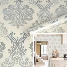 1 Rolle beige Blumentapete, europäischer floraler Vinyl Abziehkontakt Papier für Schlafzimmer, Wohnzimmer, TV Hintergrund, Wanddekoration, Küche, Möbel, Renovierung, selbstklebend, einfach zu installieren, abnehmbar