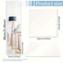 2/4/8件[20cm*20cm]镜面墙贴，可拼接，全身镜，适用于卧室、家庭健身房、浴室，适用于浴室 - 彩色 - 查看 7