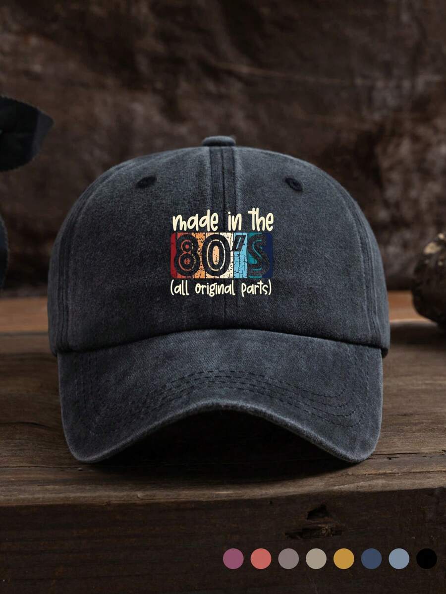 1 件男女通用 80 年代图案做旧可调节棒球帽，适合户外和休闲穿着