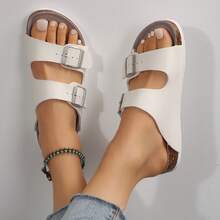 Sandals For Women Slide On Design Adjustable Strap Cork Comfort Footwear - 白色 - 查看 3