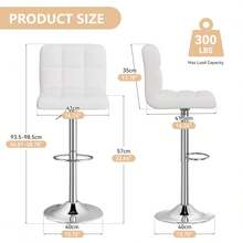 Nalupatio Lot de 2 tabourets de bar modernes avec repose-pieds – réglables en hauteur, adaptés aux îlots de cuisine et aux comptoirs de ba - Blanc - Voir 3