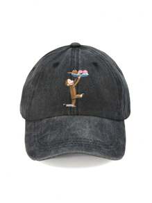1 Stück "Affen"-Muster verstellbare Baseballkappe - im vintage Washed Stil, neutrale Kappe geeignet für Outdoor-Aktivitäten, unisex Mode, ideal als Geschenk