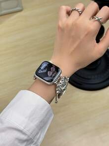 1 件钻石闪亮金属手工链装饰精美珠宝时尚兼容 表带金色女式手链 38 毫米 40 毫米 41 毫米 42 毫米 44 毫米 45 毫米 46 毫米 49 毫米，适用于 Link Series Ultra S10 9/8/7/6/5/4/3/2/1 SE