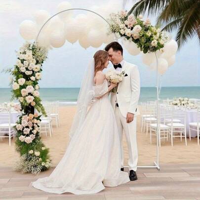 7.2FT & 6FT White Metal Wedding Arch Stand Set Of 2 Backdrop Frame For Wedding, Graduation, Garden Party, Birthday, Floral Decor