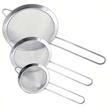 1pc/3pcs (23cm-28cm-35cm) Fine Mesh Strainer, Stainless Steel Colander, Multi-Purpose Kitchen Tool, Suitable For Sifting Flour, Tea Leaves, Cooking Oil, Coffee Powder, Juice, Ideal For Cooking And Baking, Great For Home Gatherings