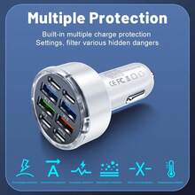 1个150W 8口车载充电器，支持PD/QC3.0快充，USB-C接口，兼容 16/15/14/13/12、iPad、安卓手机、笔记本电脑等设备。这款快充适配器支持快速充电，并可同时为多台设备充电。小巧的设计方便您随时随地高效充电。这款车载快充充电器是送给家人、朋友、孩子、朋友的礼物，也适合生日、圣诞节、冬季等各种场合。此外，它也是汽车配件的理想之选。 - 白色 - 查看 6