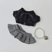 Set completo di vestiti da 17 cm per la bambola - Outfit estivo con cappello, gonna, collana adatto per portachiavi Macaron | Moda cieca per la 1a/2a generazione | Accessorio ciondolo mini borsa