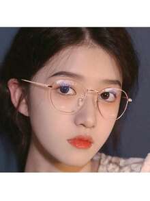 1 Pair Unisex Round Eyeglasses, Transparent Lenses, Metal Frame, Non-Prescription - Multicolor - View 9