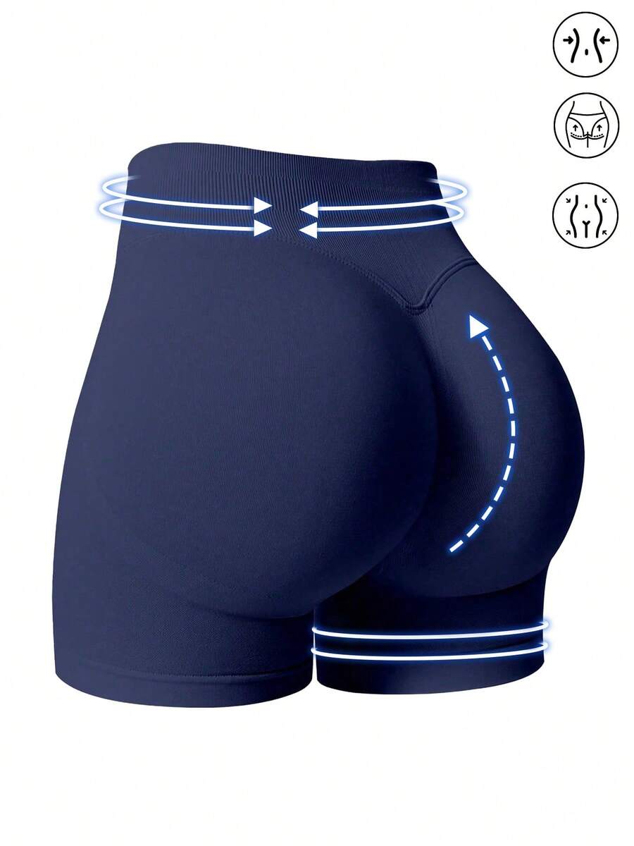 女式健身短裤高支撑健身运动骑行短裤健身紧身瑜伽无缝紧身裤跑步跳绳