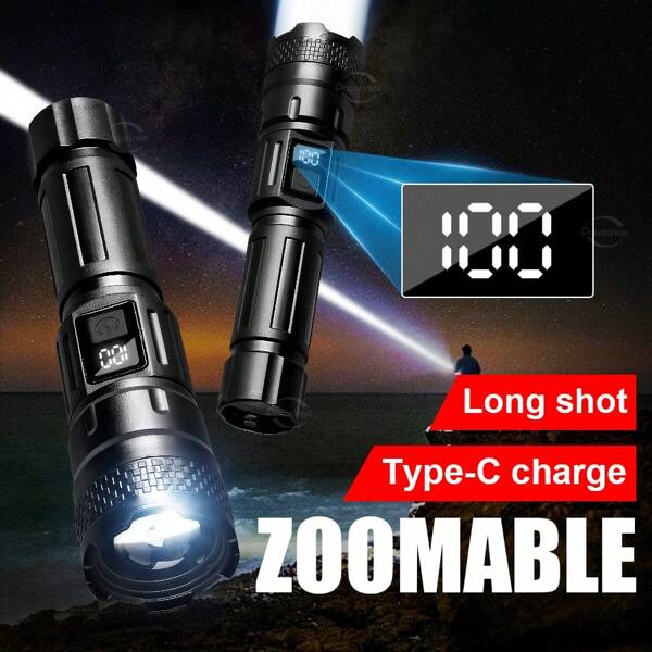 2pcs Camping Flashlight - Dual Flood & Spot Beam Modes, 8hr Runtime, Waterproof Shockproof Emergency Light, Rechargeable, 3 Dimming Levels, Suitable For Firefighting, Blackout Backup, Night Patrol & Walking Pets
