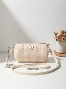 Túi đeo chéo đi biển dệt rơm tối giản cho nữ, dây đeo có thể điều chỉnh để đeo vai, đeo chéo, ngoài trời, du lịch, trường học, sử dụng trong kỳ nghỉ, quà tặng cá nhân cho phụ nữ, ví đựng tiền xu, túi đựng mỹ phẩm - Nhiều màu - Xem 8