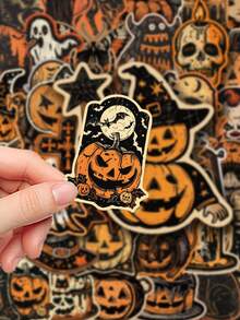 50pcs Retro Halloween Sticker Pack For Scrapbooking, Diary, Computer, Phone Case, Luggage, Guitar, Skateboard, Decor - Multicolor - View 3