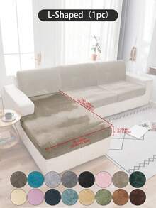 1 pieza Funda de cojín de sofá de peluche de zorro plateado gris oscuro, minimalista clásica, funda protectora decorativa a prueba de polvo de unicolor y elástica, adecuada para hotel, dormitorio, decoración de sala de estar, decoración de habitación, negro, gris claro, caqui, decoración de otoño, decoración de habitación, vuelta al colegio, útiles escolares