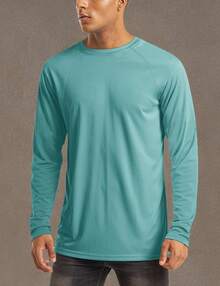 Camisas de manga larga para hombres UPF 50+ Protección solar UV Camisas deportivas para senderismo, correr, entrenamiento Rash Guard-2025 - Gris Verde - Ver 2