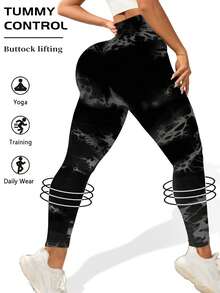 Plus Size Sport High Waisted Seamless Slim Leggings For Women - Resilient Soft Touch Quick-Drying Breathable 4-Way  Stretch Butt Lifting Legging For Hiking Running Cycling Yoga Pickleball Exercize Casual - 黑札 - 查看 6