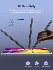 90mAh 容量触控笔，具备防误触和倾斜感应功能，兼容 iPad 10（10.9 英寸，2022 年款）、iPad Air 4/5/6/M4、iPad A16（11 英寸，2025 年款）、iPad Air 11/13 英寸（M3/M2）、iPad Pro 11/12.9 英寸 - 黑色 - 黑色 - 查看 5