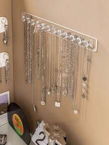 1 件亚克力壁挂式珠宝收纳架 - 重型 500 克容量方形收纳架，适用于项链、手镯、耳环和戒指 - 节省空间的耐用塑料展示架，适用于家庭或精品店，简约设计，透明材质，悬挂式珠宝收纳架