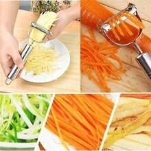 1pc Stainless Steel Potato Cucumber Carrot Grater Kitchen Items Kitchen Gadgets And Accessories Fruit Peeler Peeler - Silver - View 4