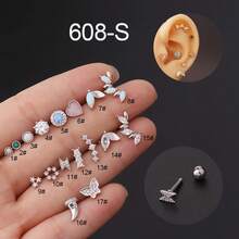 ★ 16G Titanium Steel Thick Diameter Australian Jewel Earrings ★ Korean Fashion Zirconia Ear Bone Piercing Piercing Earrings