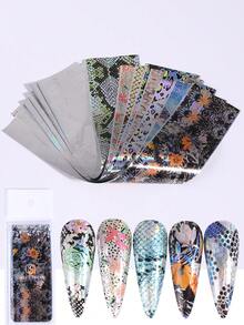 30张激光美甲贴纸，图案包括埃菲尔铁塔、激光大理石纹、蛇皮纹、巴黎地标、星空，适合美甲DIY、Y2K风格、全息美甲沙龙装饰 - 彩色 - 查看 4