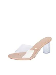 Transparent Wedge High Heel Slide Sandals, Fashion Casual Slip-On Peep Toe Sandals For Teenagers - Apricot - View 7