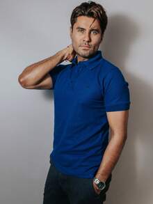 Playera Polo Hombre Casual Azul Oscuro Manga Corta Algodón Suave Cómoda Ligera Oficina Formal Informales Elegante - Azul eléctrico - Ver 5