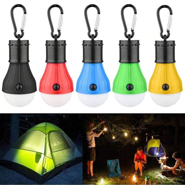 Lámpara LED portátil para camping, mini bombilla, lámpara de emergencia con 3 modos de iluminación, luz de noche para trabajos al aire libre, lámpara colgante para tienda de campaña con ganchos