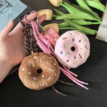 Cute Donut Plush Doll Keychain, Adorable Bag Charm, Girly Small Pendant