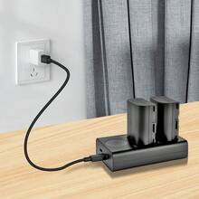 EDEKOY Cargador de batería recargable de doble ranura USB compatible con baterías Canon LP-E6NH, LP-E6N, LP-E6; Cargador de batería de cámara con pantalla LED DL-E6 compatible con cámaras Canon R7, R6, R5, 5D-IV/III/II, 5DS, 6D, 6D-II, 7D D-II, 90D, 80D, 70D, 60Da - Negro - Ver 9