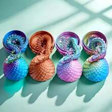 4pcs 3D Printed Dragon And Egg Statue Set, Anime Themed Desktop Decor, Room & Car Decoration, Halloween Creative Collectibles