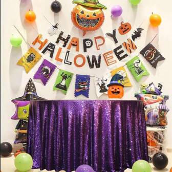 Sequin Table Linens Halloween Tablecloth Seamless Glitter Tablecloth Wedding Sequin Tablecloth