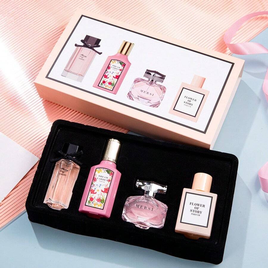 3/4PCS Men/Women's Perfume Gift Box, Lasting Fragrance Fresh, Unisex, Portable Travel Package, Front, Middle And Back Tones, Layered Fragrance Lasting, Mother's Day, Valentine's Day, Birthday Gift Recommendation, Suitable For Dating And Gift Perfume - Women cherish 4pcs - 查看 1