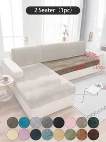 1 pieza Funda de cojín de sofá de peluche de zorro plateado gris oscuro, minimalista clásica, funda protectora decorativa a prueba de polvo de unicolor y elástica, adecuada para hotel, dormitorio, decoración de sala de estar, decoración de habitación, negro, gris claro, caqui, decoración de otoño, decoración de habitación, vuelta al colegio, útiles escolares