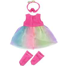 1 件 14 英寸娃娃衣服、可爱卡通图案娃娃睡衣、服装彩虹裙套装、生日或节日礼物，适合小女孩和小男孩，适合 14 英寸女孩或男孩娃娃及其他娃娃配饰、房间装饰 - 粉色 - 查看 8