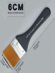 7 件套木柄尼龙刷毛平头画笔，适用于学生美术、水彩、丙烯画、墙绘、烧烤、油画、工艺用品 - 彩色 - 查看 14