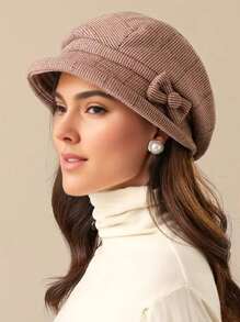 1pc Warm Plaid Bucket Hat, Fashionable Ear-Warming Beret Hat For Women, Ideal Outdoor Accessory, Suitable For All Seasons, Includes Drawstring For Adjustable Size Valentine's Day