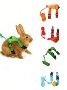 Einfarbiges, süßes Haustier mit verstellbarem rutschfestem Zugseil, Kaninchen-Geschirr und Leine, verstellbar für kleine Tiere wie Frettchen, Meerschweinchen, Igel zum Spazierengehen Outdoor, süße Dekorationen