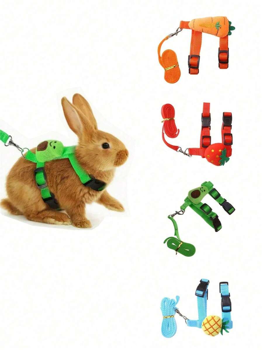 Einfarbiges, süßes Haustier mit verstellbarem rutschfestem Zugseil, Kaninchen-Geschirr und Leine, verstellbar für kleine Tiere wie Frettchen, Meerschweinchen, Igel zum Spazierengehen Outdoor, süße Dekorationen
