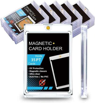 25 PCS Magnetic Card Holder, 35pt One Touch Card Holder For Baseball Cards, U-V Protection Hard Plastic Magnetic Card Case, Cards Holder For Sports Cards, Trading Card Display, Game Card Protector