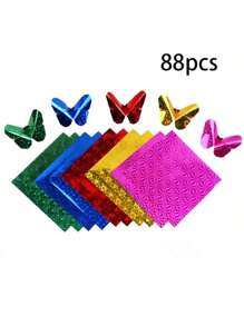 88件/60件创意新产品：闪亮反光激光全息、学生手工折纸和剪纸、方形折纸鹤、彩色纸材料、用于学校用品、返校