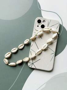 Cadena para teléfono con estilo marino de estrella de mar y concha de tortuga, pulsera decorativa con cuentas, cordón para llavero, ornamento de cordón